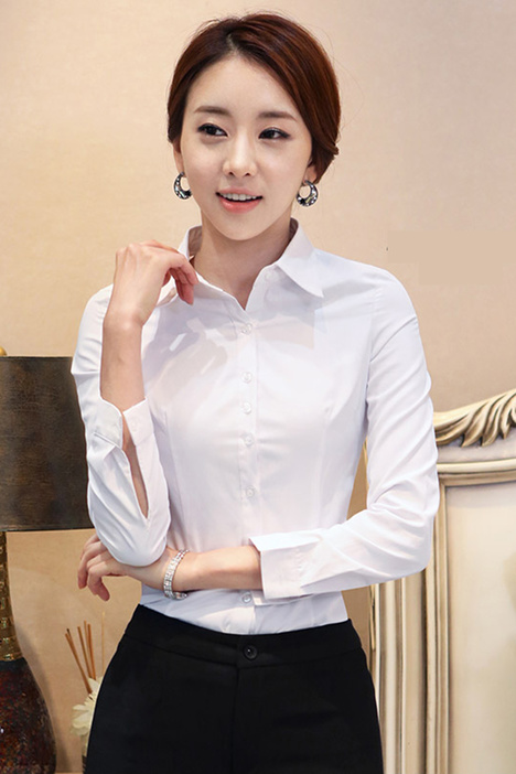 女士長袖白襯衫定做