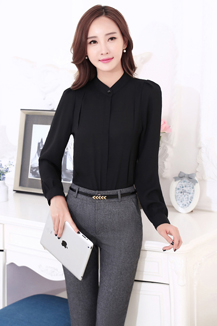 女士修身職業(yè)長袖襯衫定做